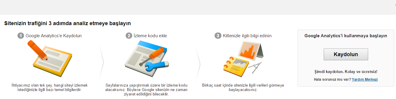 Analytics kaydolun