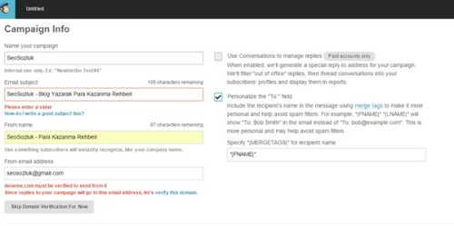 mailchimp campaign info