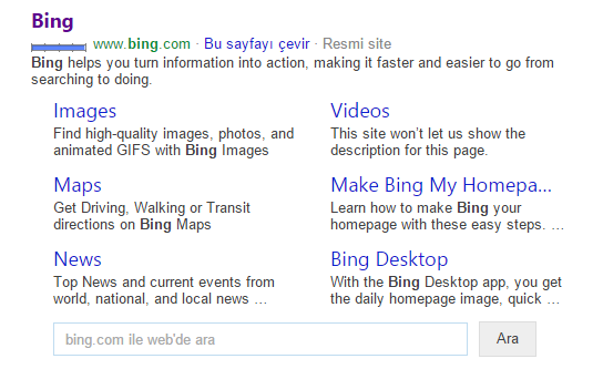 Bing derin bağlantılar