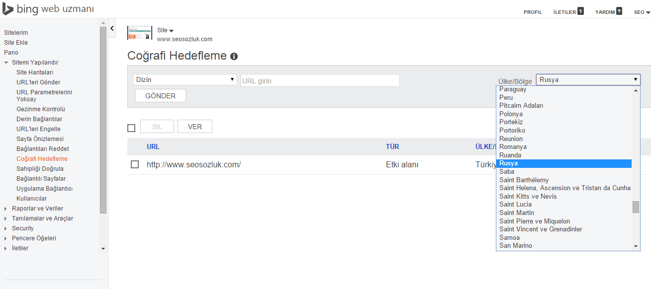 bing coğrafi hedefleme