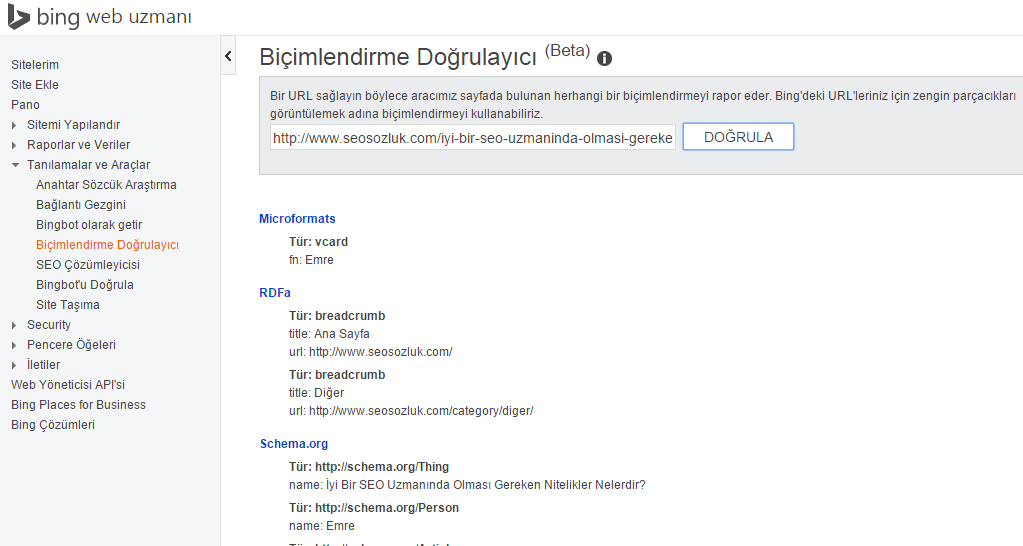 bing rich snippets