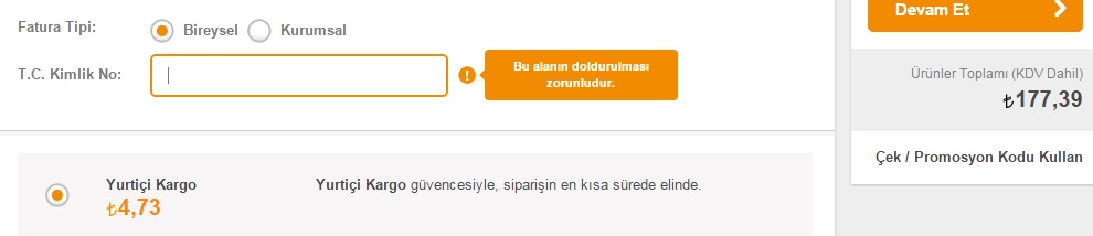 eksik alan uyarısı